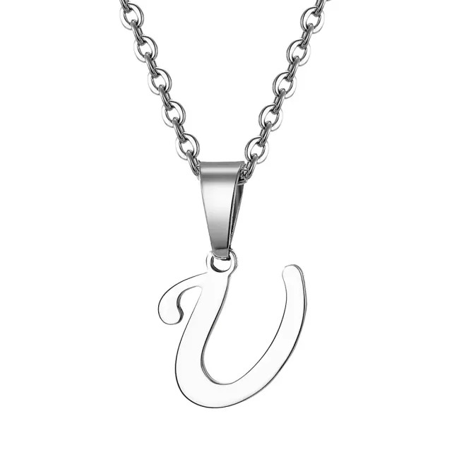 Necklace with letter of steel - Pendant with letter of stainless steel