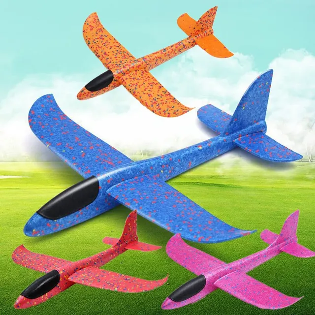 1PC 48CM/35CM Kids Hand Throw Flying Glider Aircraft Toys Kids Foam Airplane Model Kids Outdoor Fun Toys