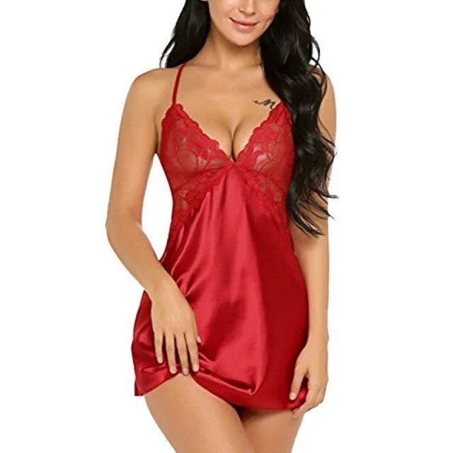 Women's luxury nightgown ROSE s red-d