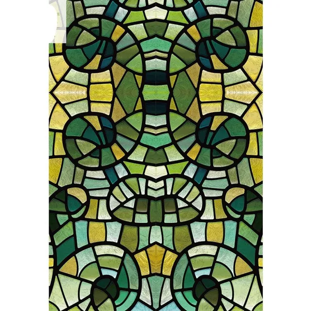 Green stained glass window stickers Removable static cling film