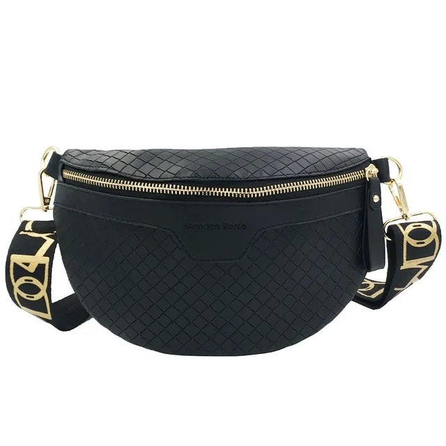 Luxurious women's fanny pack over shoulder with chain no-chain-black