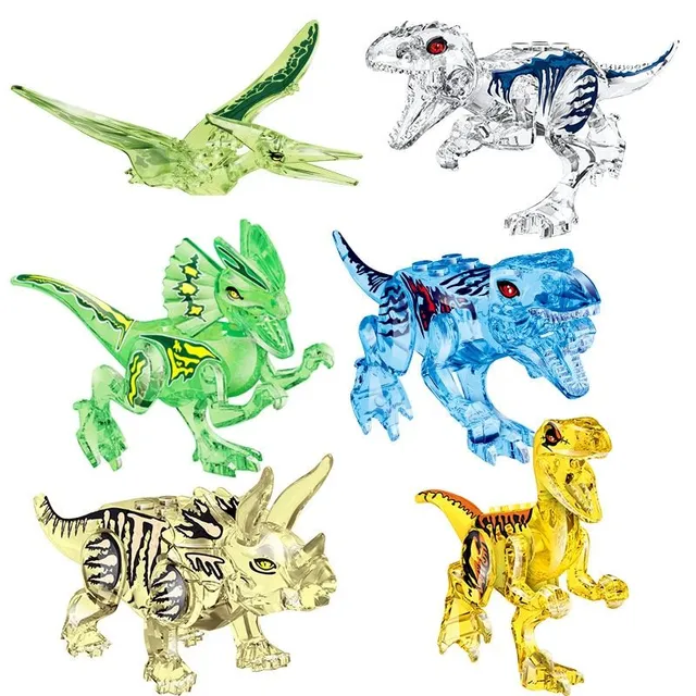 Zestaw kryształowych kostek - figurki dinozaurów