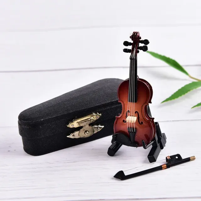 Miniature violin with support stand - Decorative wooden musical instruments