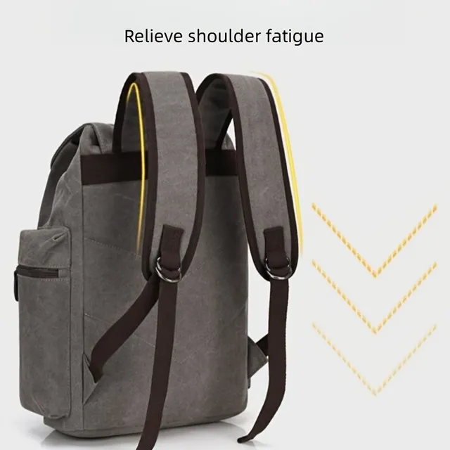 Practical canvas backpack for computer with lapel - ideal for travel