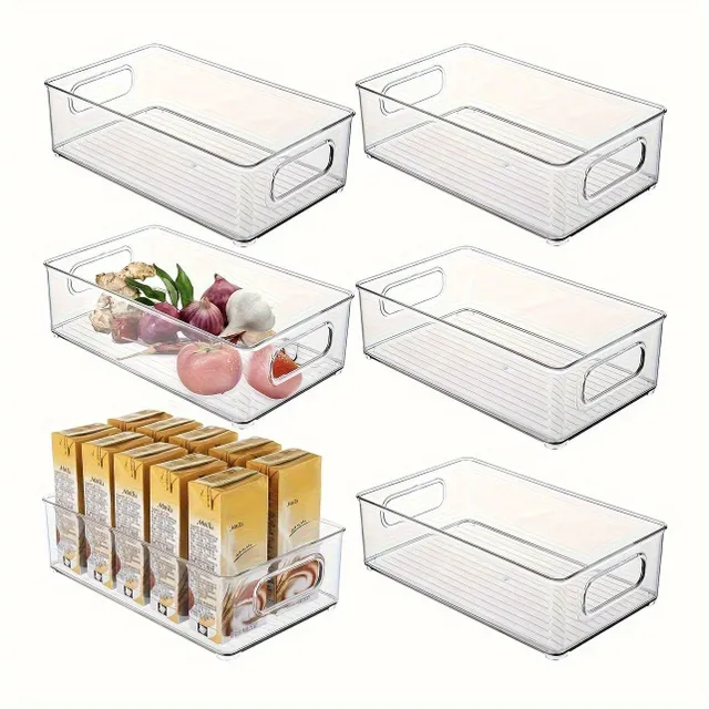 2/4/6pcs Storage boxes for fridge with transparent walls and handles