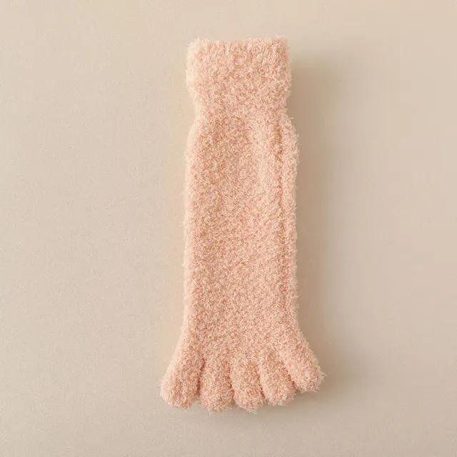 Women's winter socks made of coral fleece with separate fingers at home