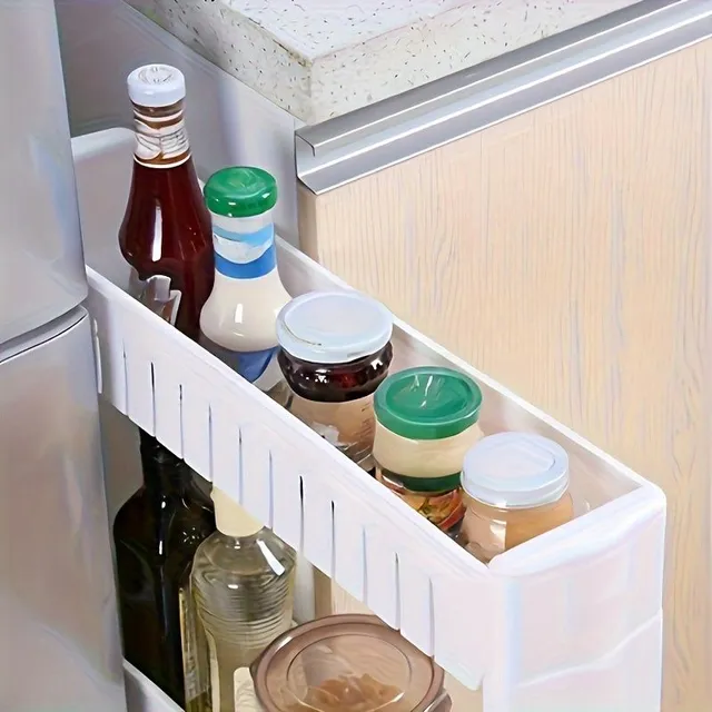 Narrow refrigerator space organizer with wheelchair