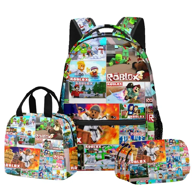 Stylish school set for children - Backpack, pencil case, lunch bag in various Roblox motifs