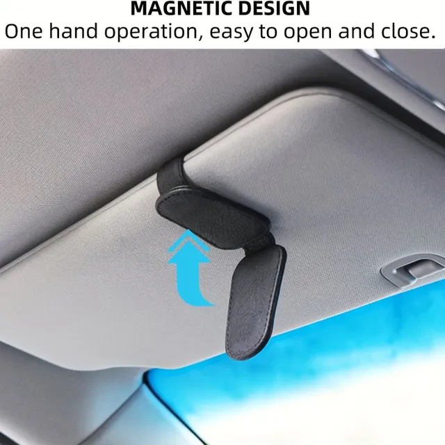 Magnetic sunglass holder with artificial leather sun visor - Auto Accessories