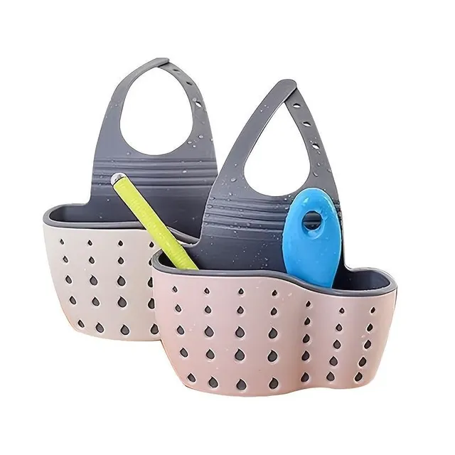 Drip storage box for sponges and kitchen utensils with adjustable hanger strap