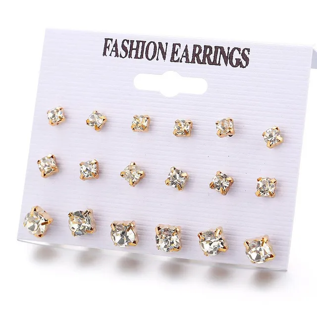 Luxury original set of modern trendy earrings in different shapes and sizes Newman