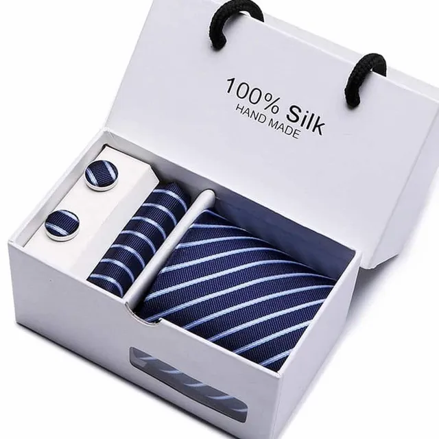 Luksusowy męski zestaw Vangise | krawat, chusteczka do nosa, spinki do mankietów sb20