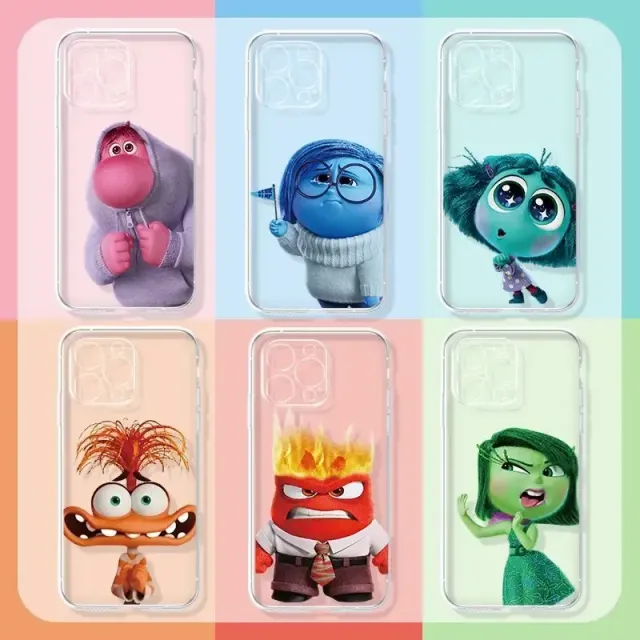 Husă transparentă pentru telefoane iPhone cu personaje din desenele animate V în cap 2 - Inside Out 2