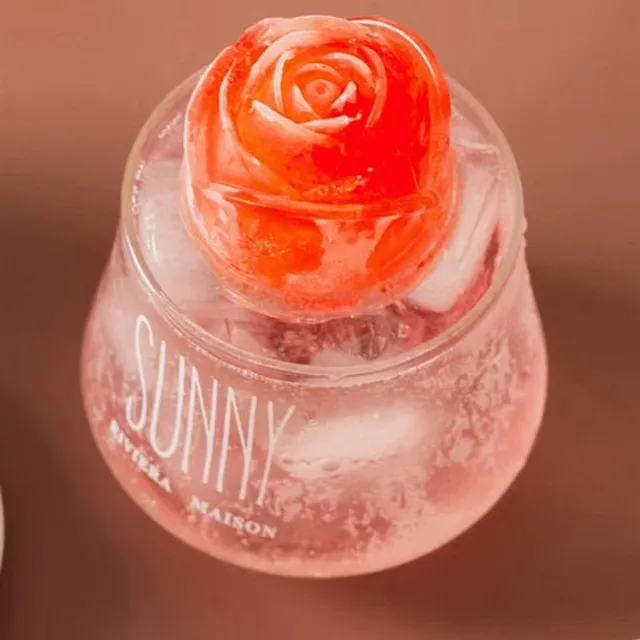 Stylová silikonová forma na led pro tvorbu luxusních ledů ve tvaru růže - více barevných variant