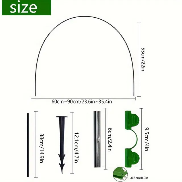 Závesné krúžky pre tunelový skleník (54 ks/súprava), protihrudkový základný kruhový rám zo sklenených vlákien pre záhradné textílie