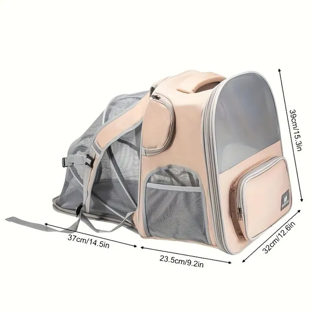 Comfortable expandable backpack for pets - spacious, nylon, with zipper for cats and dogs