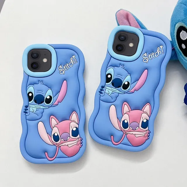 Silicone padded soft case for iPhone in the motifs of the characters from the Stitch & Angel fairy tales