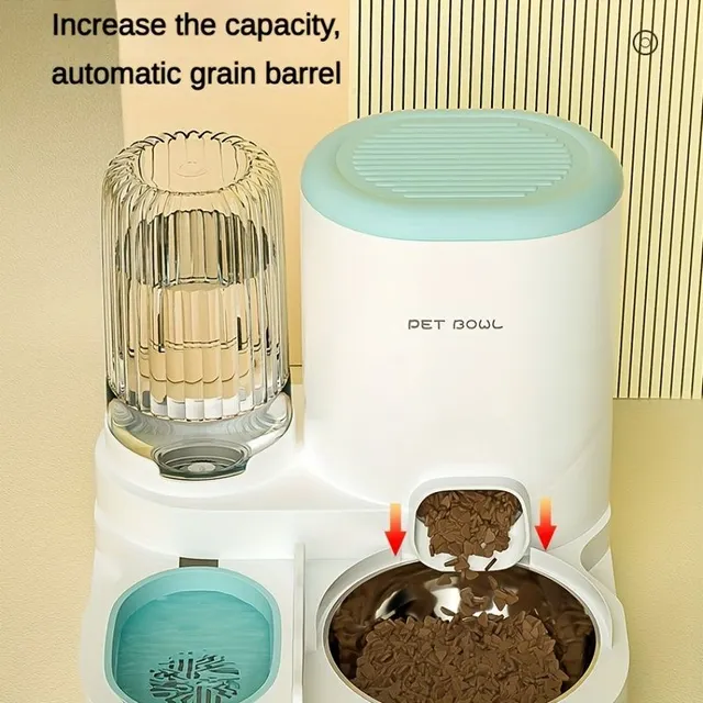 Automatic feeder and water for pets with stainless steel bowls