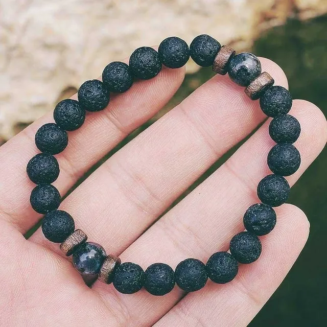 Men's Buddha bracelet with natural beads