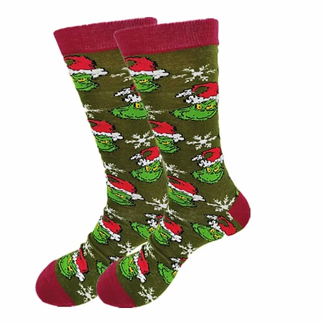 Unisex high socks with Christmas print Grinch and others