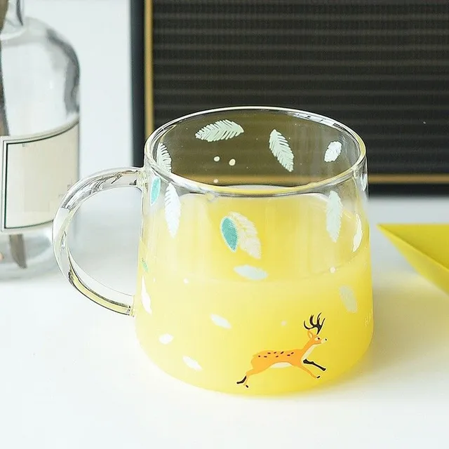 Glass mug with animals