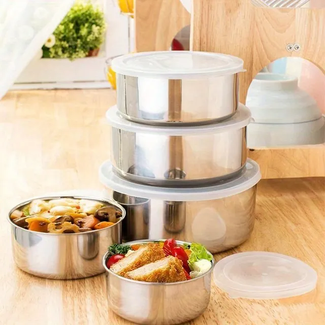 5 pieces Stainless steel Fresh-keeping Box Round Lunch Box