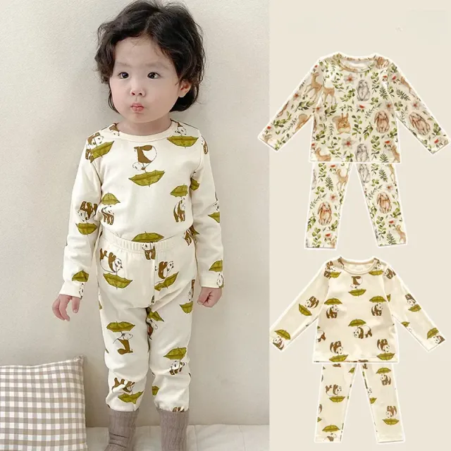 Children's unisex pajama set made of cotton with cute design for toddlers, snug fit pajamas