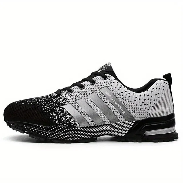 Men's striped breathable lace meshed sneakers in various colors, light running shoes and outdoor activities