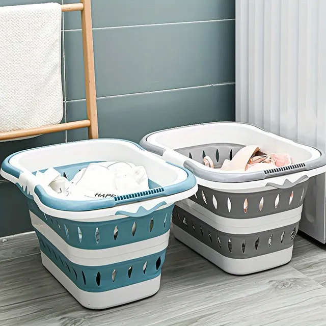 1pc Foldable Basket On Dirty Laundry, Home Wall Storage Basket On Clothes, Bathroom Basket On Laundry, Plastic Large Basket On Laundry, Home Organization &amp; Storage Suites For Bathroom Bedroom Living Room Dorm