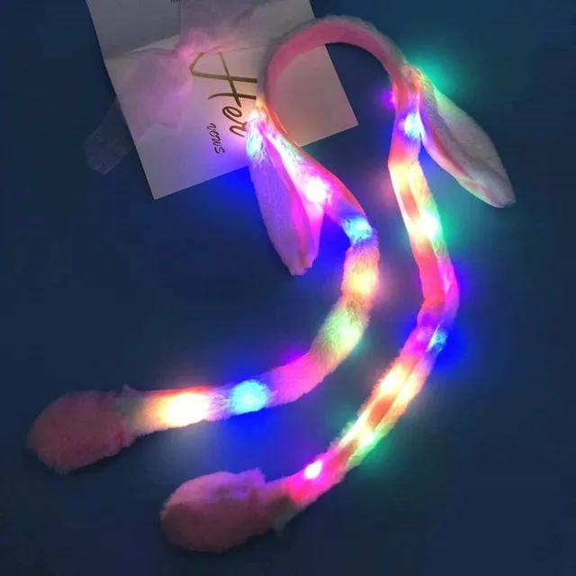 Luminous cute headband with moving rabbit ears