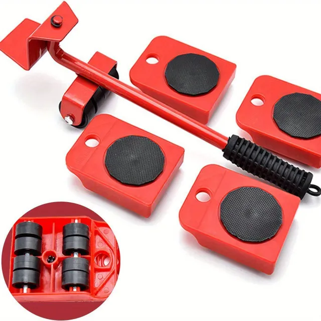 5 piece Set of furniture pushers and lifters - Easy adjustment of furniture, 360° swivel pads