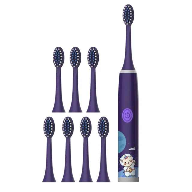 Children electric toothbrush with space design Soft electric toothbrush with animals for children with 8 replacement heads Waterproof toothbrush for AA battery with astronauts IPX7