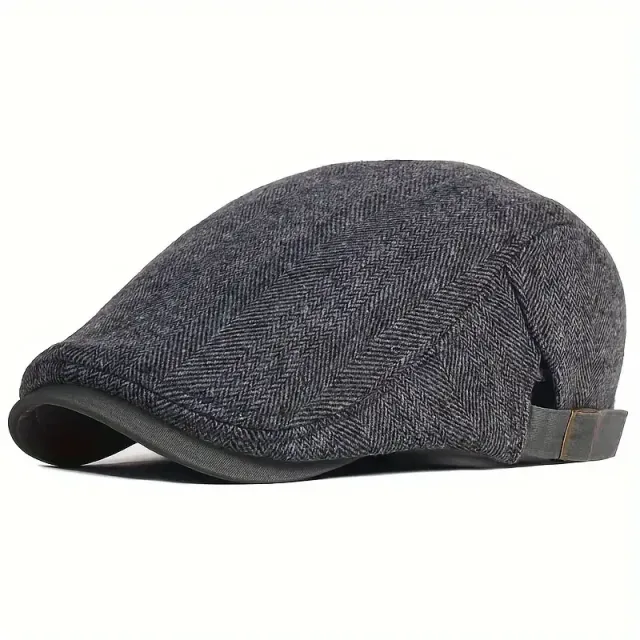 Căciulă retro unisex Newsboy - șapcă cu model herringbone, beretă călduroasă pentru bărbați și femei