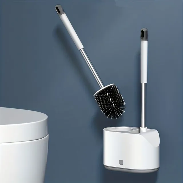 1 set Wall holder toilet brush with silicone brush