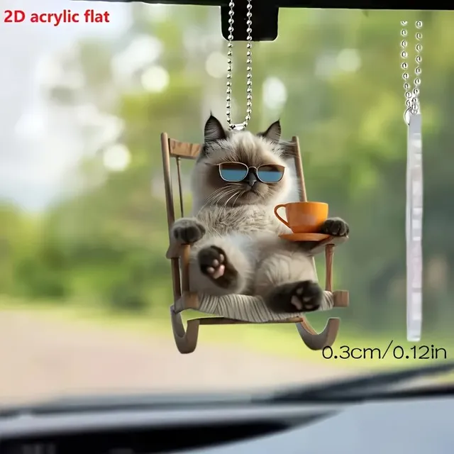 Cool babe with coffee - 2D acrylic pendant for car