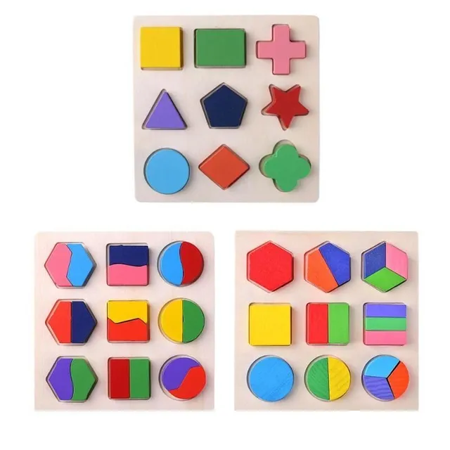 Puzzle Montessori din lemn pentru copii - forme geometrice