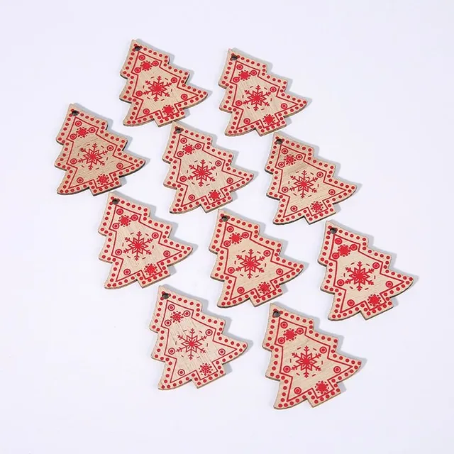 Wooden Christmas decorations - 10 pcs