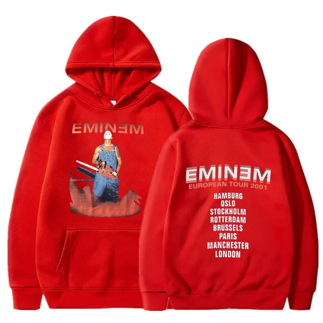 Trends sweatshirt with kangaroo and hood with print of known rapper EMINEM