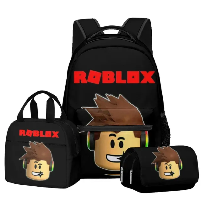 Stylish school set for children - Backpack, pencil case, lunch bag in various Roblox motifs