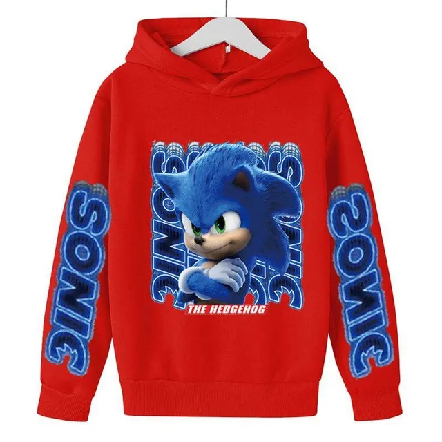 Bluză cu glugă și imprimeu Sonic pentru băieți