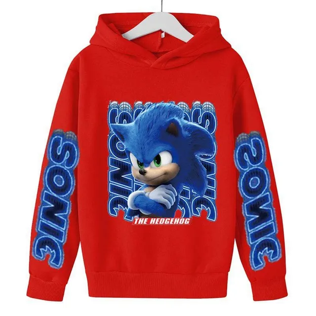 Fiú designer kapucnis pulóver kapucnival és Sonic nyomtatással