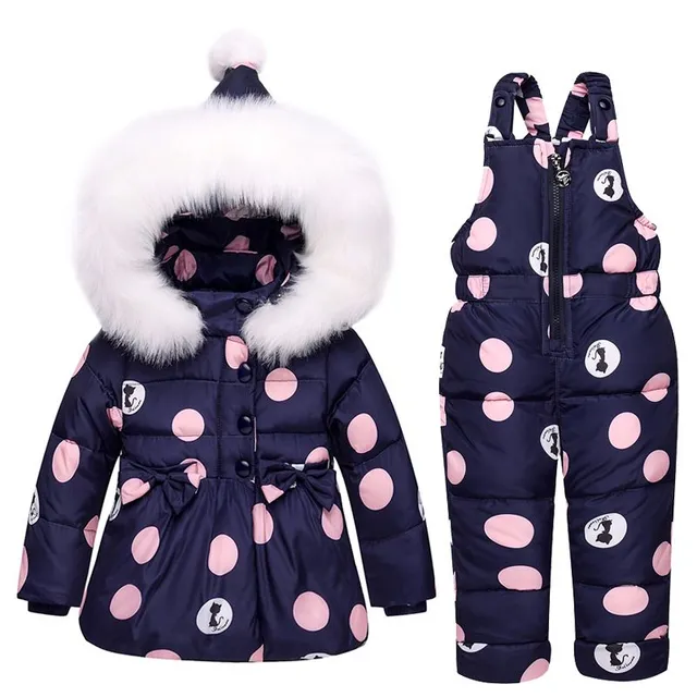 Girls winter set with polka dots - Jacket and trousers - 4 colours