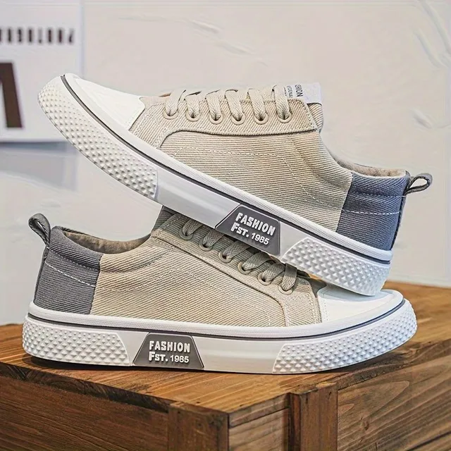 Men's canvas sneakers with low profile and lace, breathable and light skateboard shoes for spring, summer and autumn