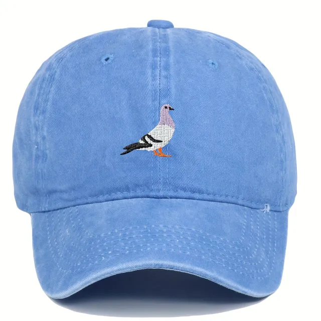 Worked pigeon retro cap - adjustable baseball cap made of denim