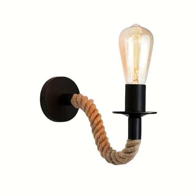 Wall vintage industrial cable wall lamp made of wood E68,58 cm for hallway in the attic outdoor walls bedroom decoration wall lamp (without light bulb)