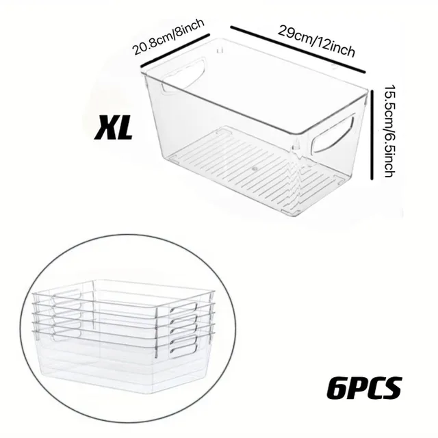 2/4/6pcs Storage boxes for fridge with transparent walls and handles