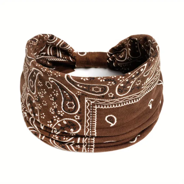 Women's boho headband with paisley pattern - stretchable and elegant for sport and common wearing