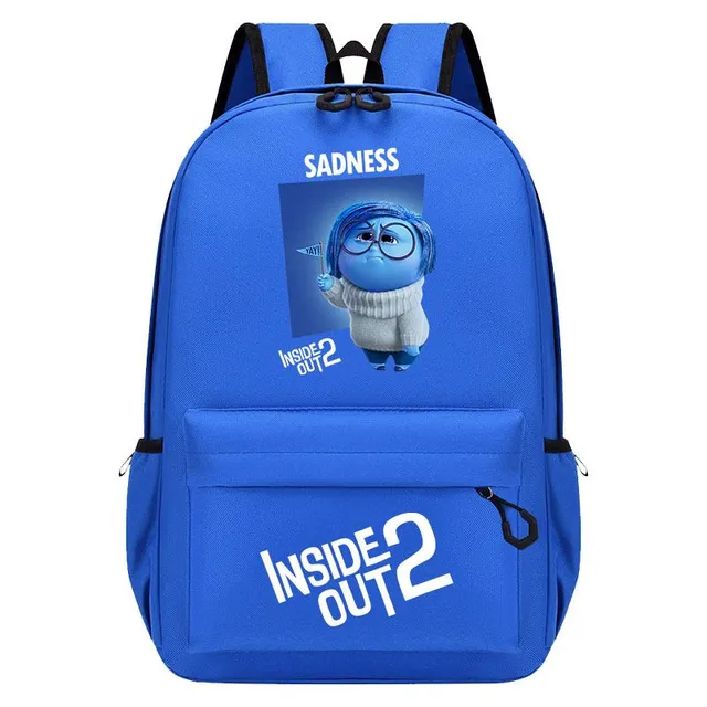 Single-colored school bag with postage pockets with prints in head 2 - Inside Out 2