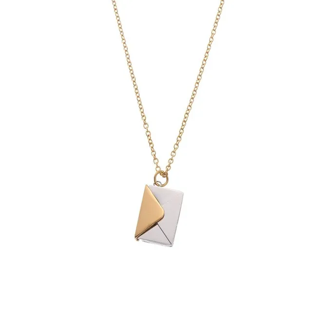 Necklace with locket in the shape of an opening envelope - Love You