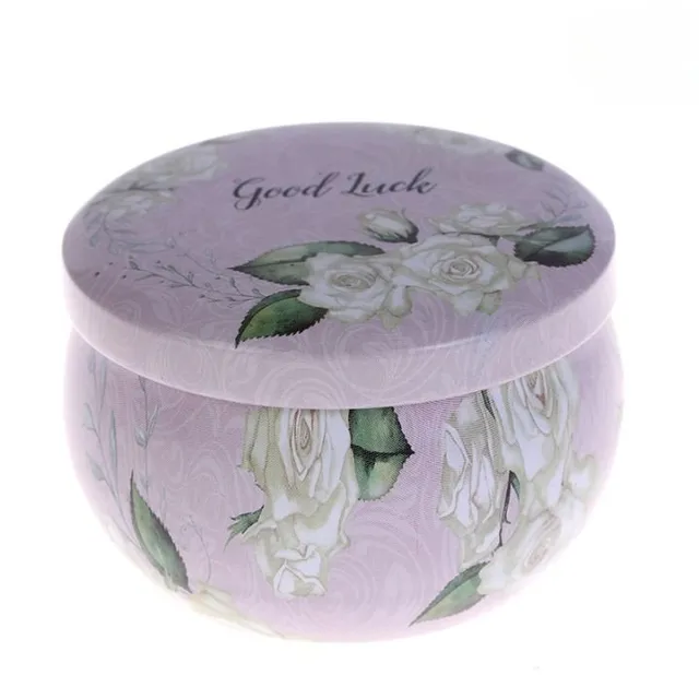 Candle with dried flowers in resealable container Blue